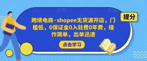 跨境電商?shopee無貨源開店，門檻低，0保證金0入駐費(fèi)0年費(fèi)，操作出單快插圖