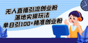 外面收費3980的無人直播引流創(chuàng)業(yè)粉落地實操玩法，單日引100+精準創(chuàng)業(yè)粉插圖