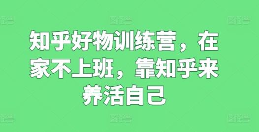 知乎好物訓(xùn)練營(yíng)，在家不上班，靠知乎來(lái)養(yǎng)活自己插圖