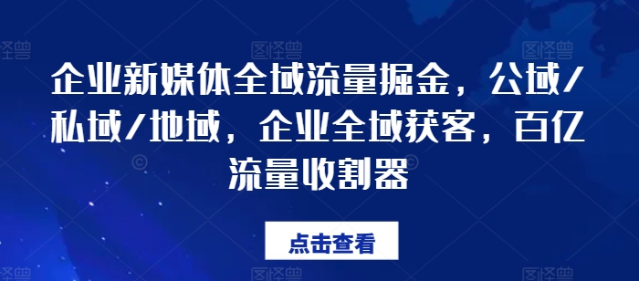 企業(yè)新媒體全域流量掘金，公域/私域/地域，企業(yè)全域獲客，百億流量收割器插圖