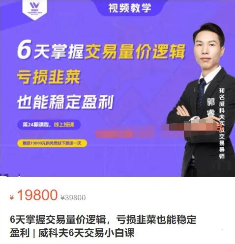 【郭?！吭瓋r(jià)19800元的《6天掌握交易量價(jià)邏輯，虧損韭菜也能穩(wěn)定盈利》插圖