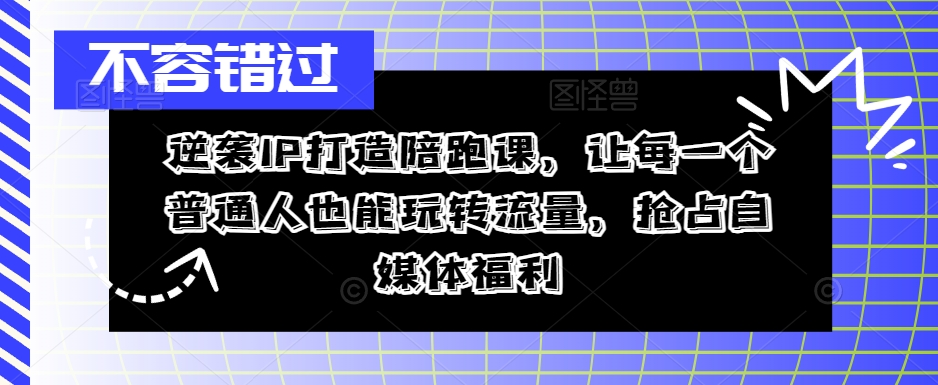 逆襲IP打造陪跑課，從0到1打造IP，精準(zhǔn)定位+高效起號(hào)，搶占自媒體福利插圖